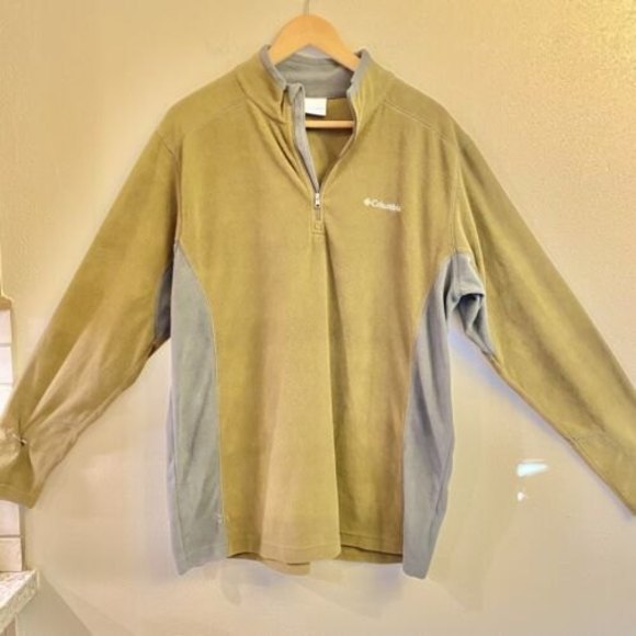Columbia Lightweight 1/4 Zip Fleece Pullover Men's Large Olive Gray Jacket - Picture 2 of 8